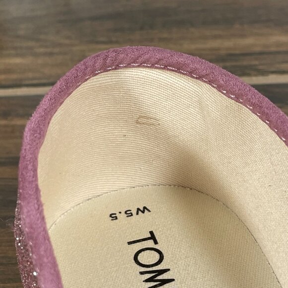Toms Classic Womens Size 5.5 Shoes Rose Glow Iridescent Glitter Slip On Flats - Picture 11 of 13